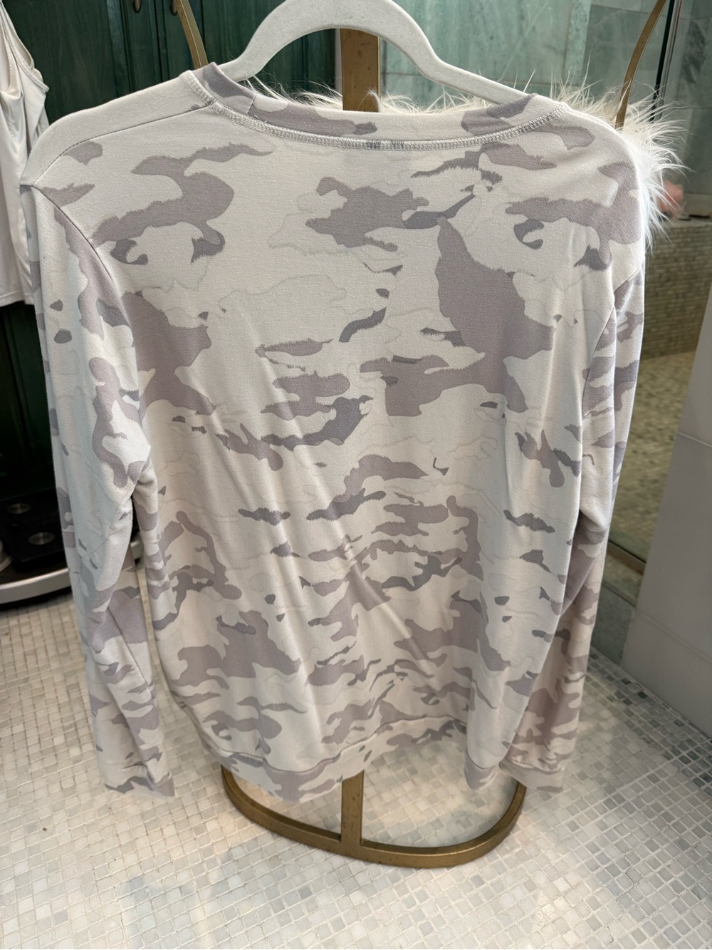 Mono B Beige & Gray Camo Crewneck Top - Picture 4 of 6